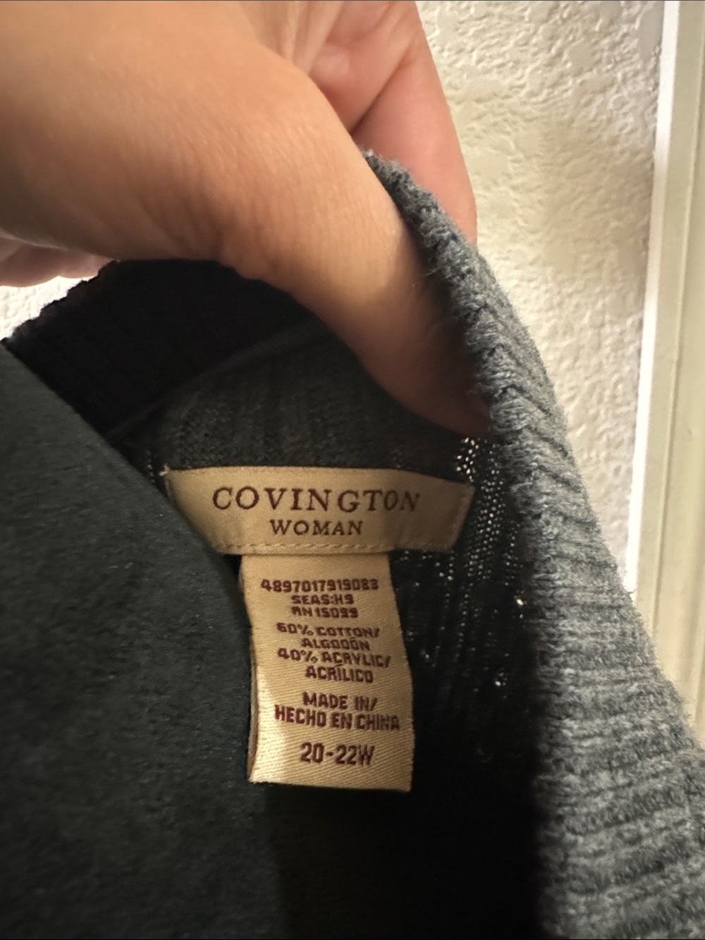 Covington Gray Ribbed Button-Front Women's Sweater Cardigan Size 20-22W - Picture 6 of 6